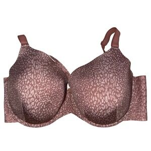 Cacique 40DDD Lightly Lined Full Coverage Bra Rose Leopard Print Underwire
